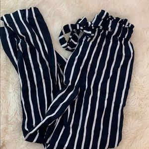 H&M Long White and Black Striped Pants